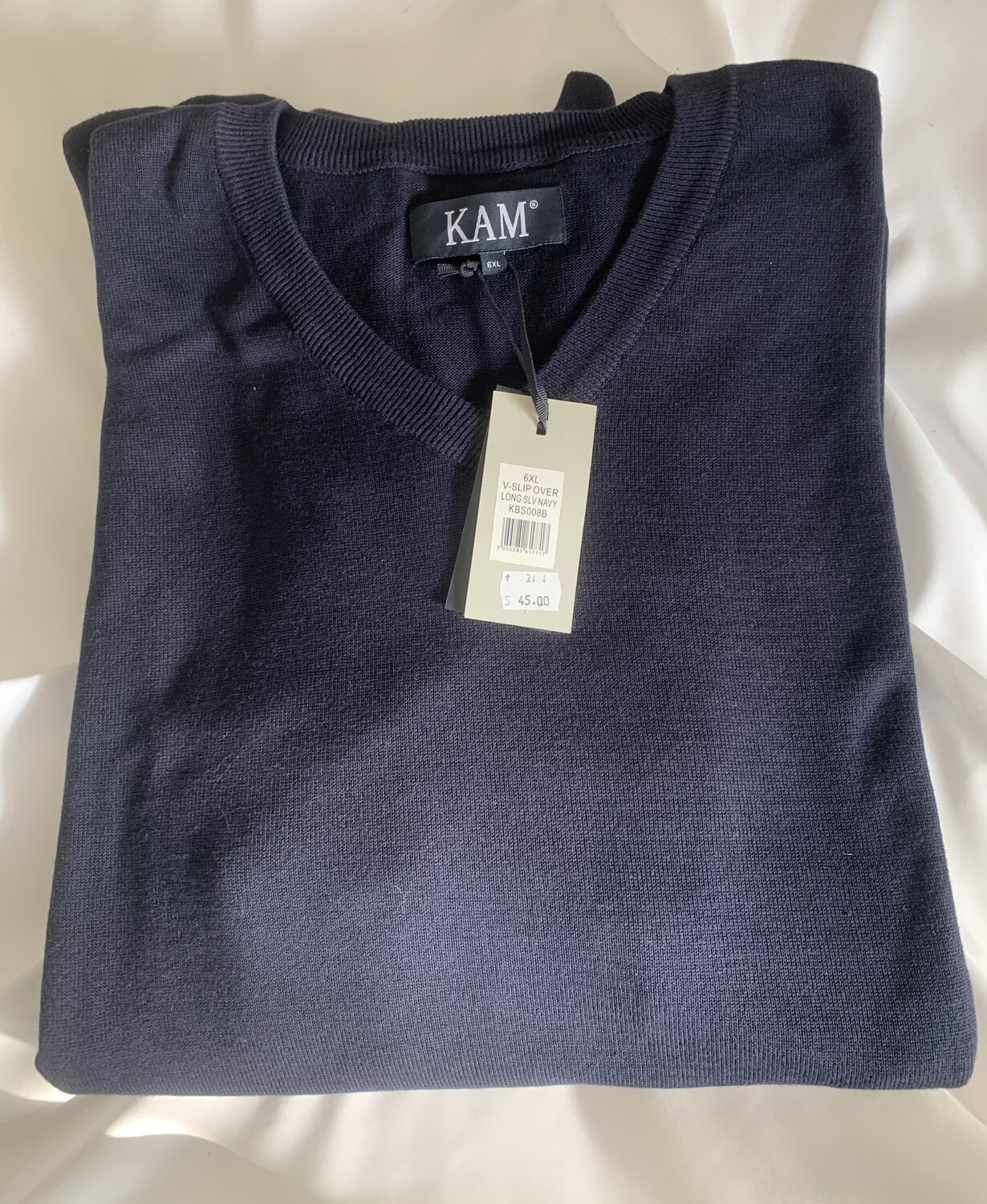 Kam Navy V Neck Jumper 6XL