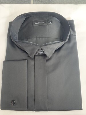 Black Double two wing collar evening shirt