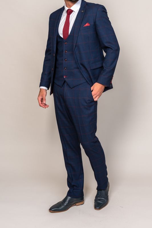 Marc Darcy Edinson Wine 3 Piece Suit