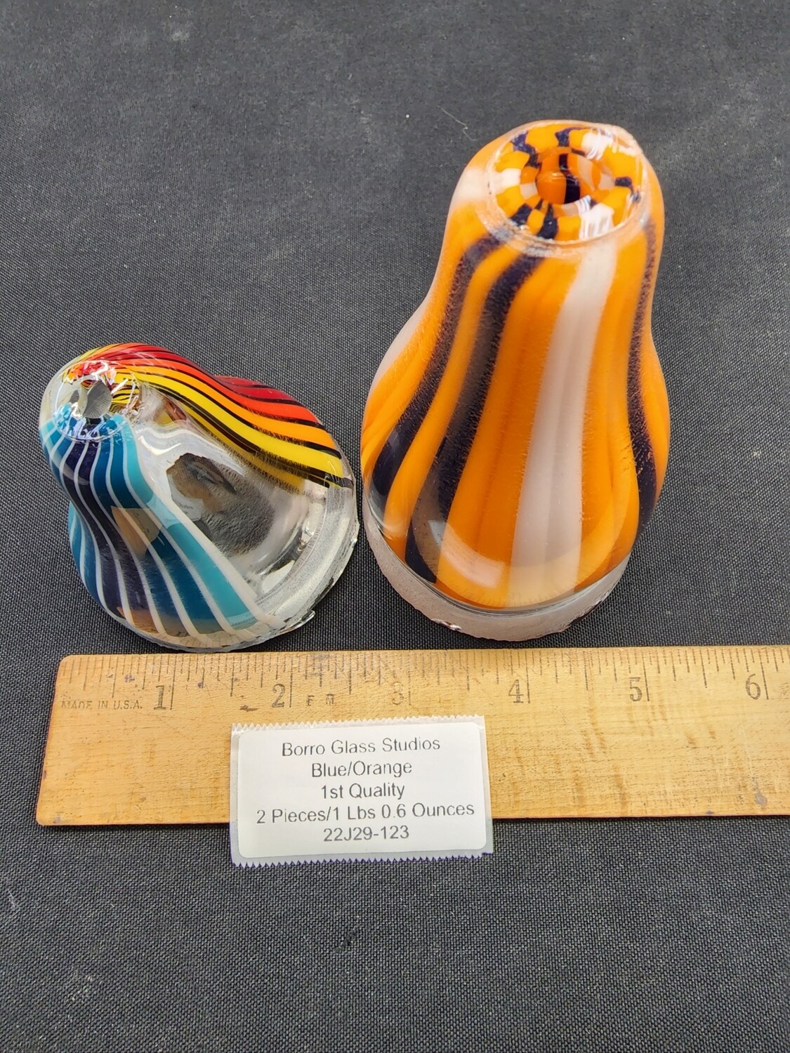 Blue/Orange and Fire & Ice w/Viewing Window Borro Glass Line Tubing Knuckle 1 Lbs 0.6 Ounces