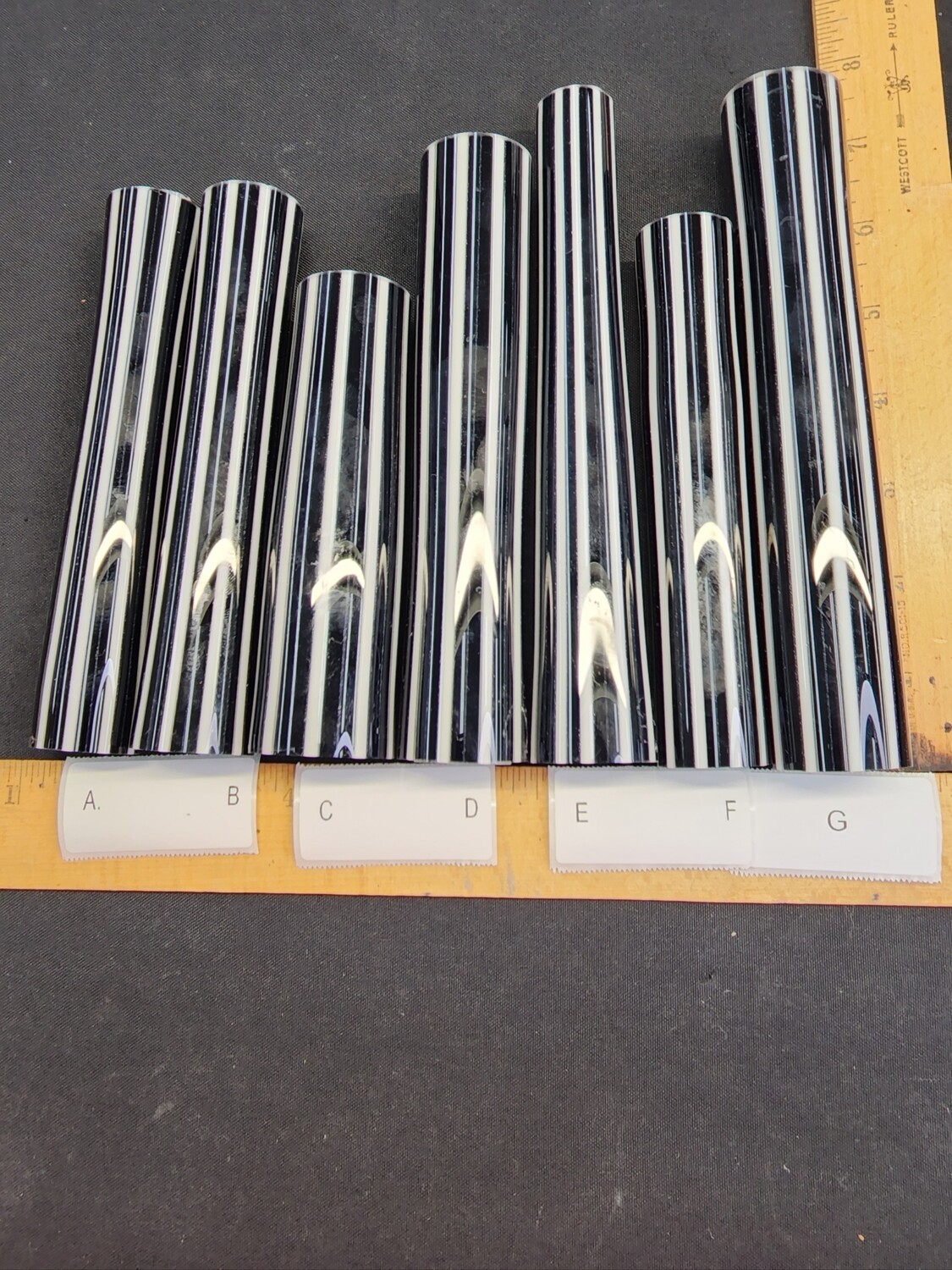 Black/White with Steel Wool Stringers Boro Vac Stack Line Tubing - 1st Quality
