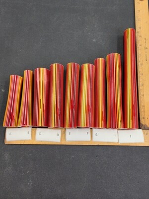 Fire w/Black Stringers Boro Vac Stacked Line Tubing - 1st Quality