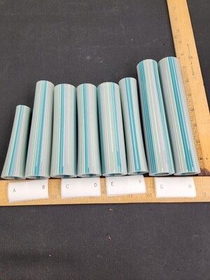 Mint/Opaque Aqua/Light Oregon Gray w/White Stringers Boro Vac Stacked Line Tubing - 1st Quality