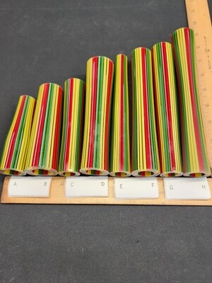 Rasta w/Black Stringers Boro Vac Stacked Line Tubing - 1st Quality