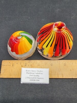 Rainbow Fade/Fire w/Black Stringers Borro Glass Line Tubing Knuckle 8.8 Ounces