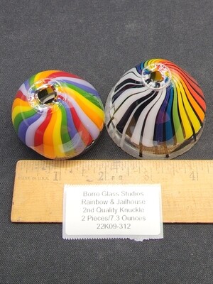 Rainbow & Jailhouse Fade to Rainbow Borro Glass Line Tubing Knuckle 7.3 Ounces