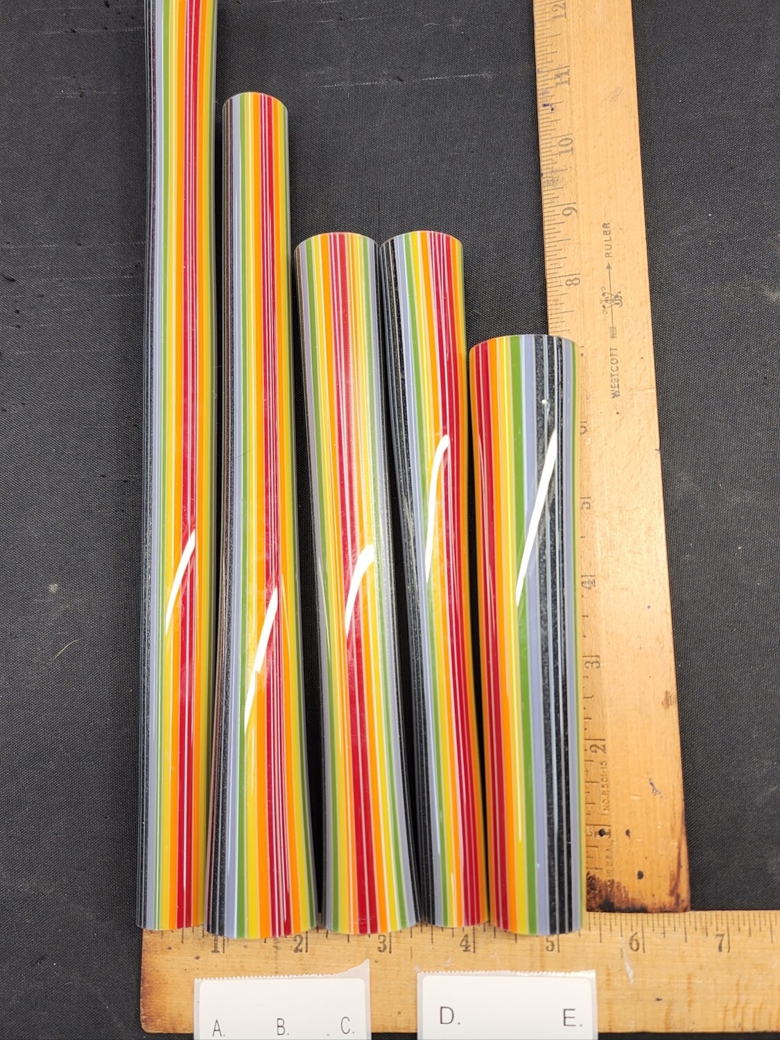 Trippy Rainbow w/White Stringers Boro Vac Stacked Line Tubing - 1st Quality