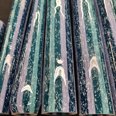 Ice Pattern - Skyline, Berry Gumbolt, Blue Spruce and Opaque Aqua with Silver CBS Dichroic Boro Vac Stack Line Tubing - 1st Quality