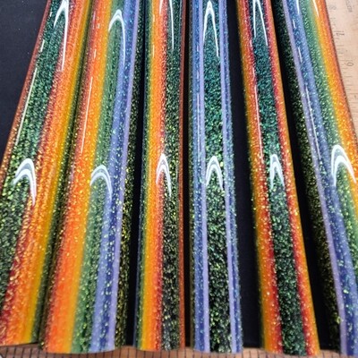 Rainbow Fade to Galaxy with Cyan/Copper CBS Dichroic Boro Vac Stack Line Tubing - 1st Quality