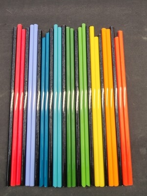 Galaxy Rainbow w/Black &amp; White Stringers Boro Vac Stacked Line Tubing - 1st Quality - 1st quality b…