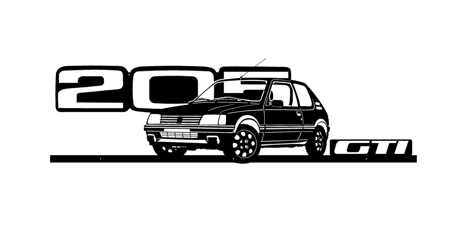 Peugeot 205 GTI (100cm) Plaque de métal décoration murale voiture