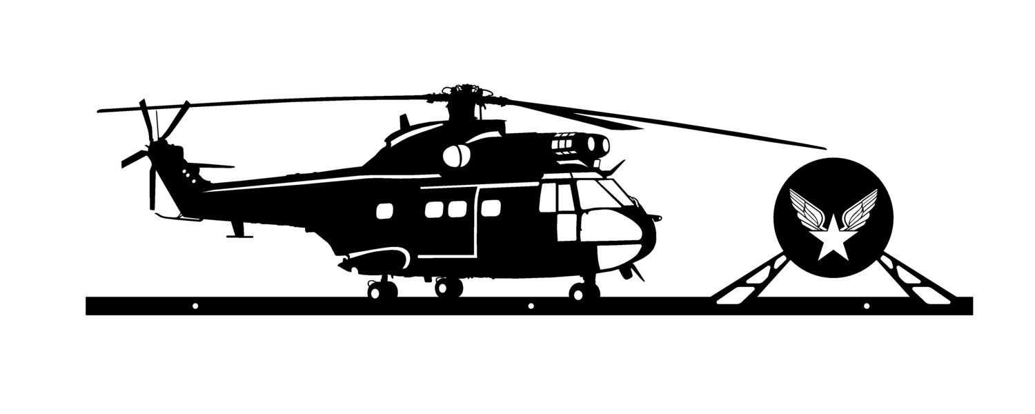 Puma avec support patch ( fixation par velcro ) décoration murale hélicoptère militaire armée de terre