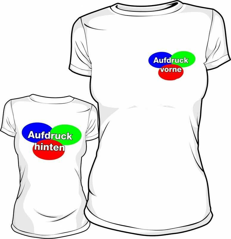 Damen Arbeits-Shirt mit beidseitiger bunter Bedruckung Damen Arbeits-Shirt mit beidseitiger bunter Bedruckung