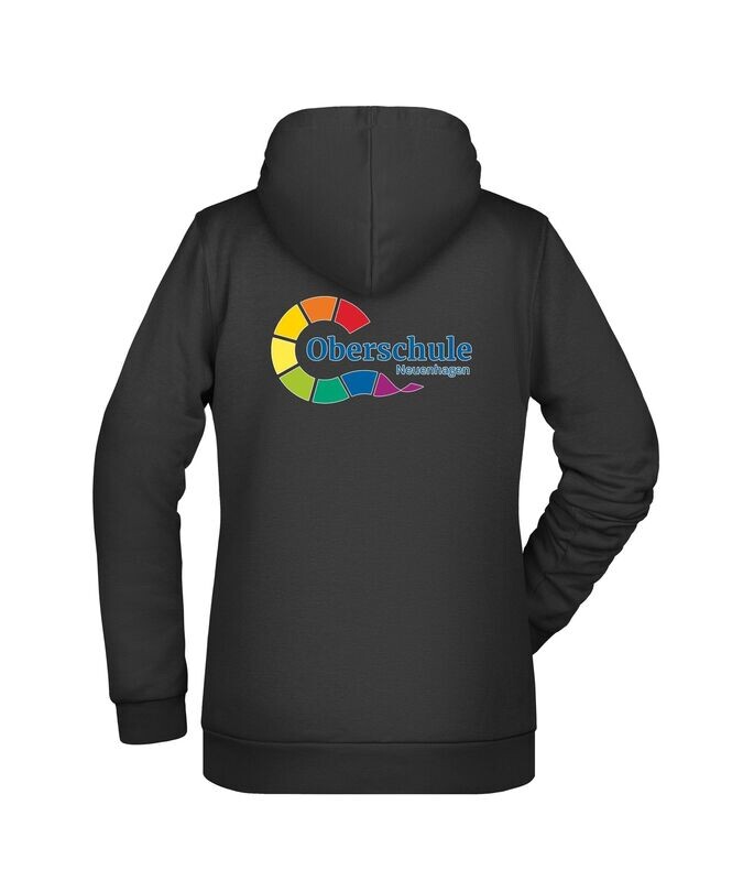 IB Basic Hoodie Damen schwarz mit beidseitiger Bedruckung IB Basic Hoodie Damen schwarz mit beidseitiger Bedruckung