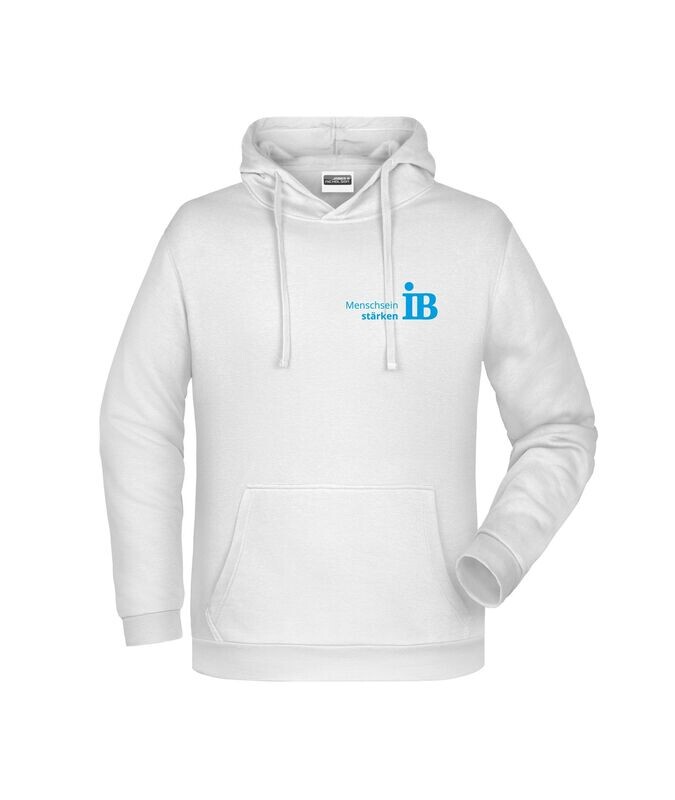 IB Basic Hoodie Uni weiß mit beidseitiger Bedruckung IB Basic Hoodie Uni weiß mit beidseitiger Bedruckung