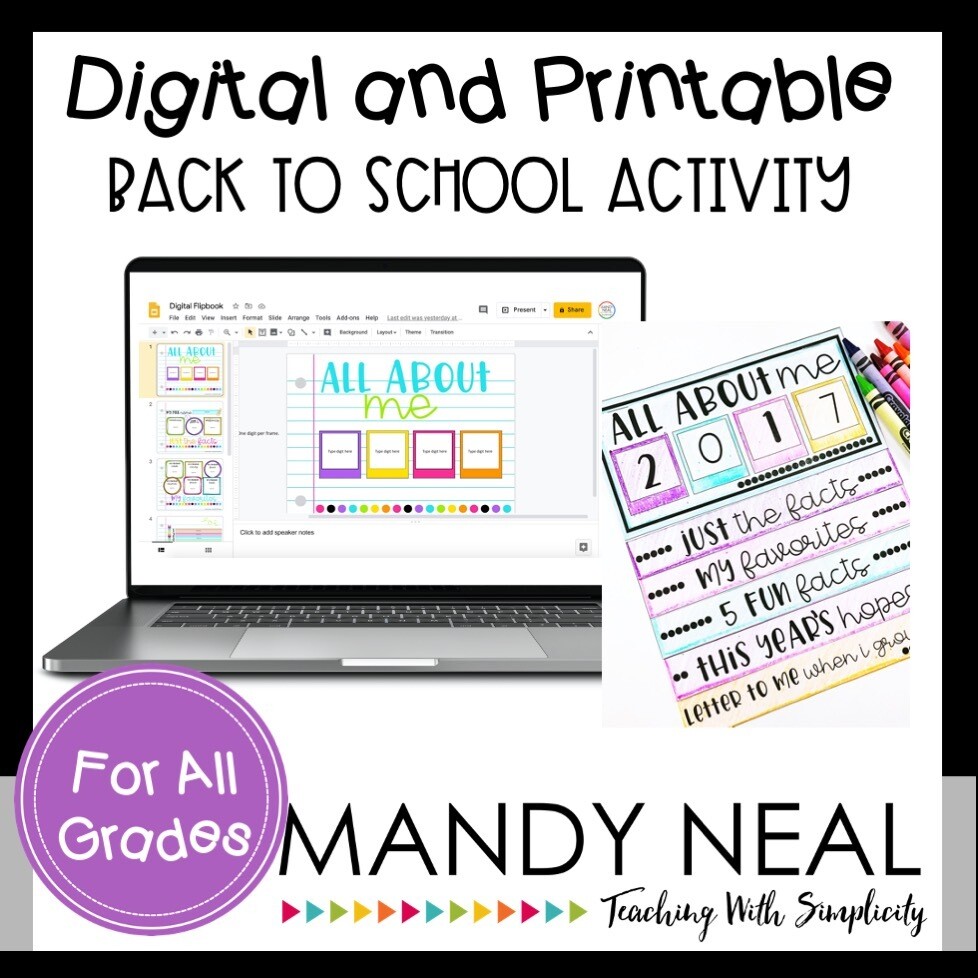 Digital All About Me Back Flipbook for Back to School