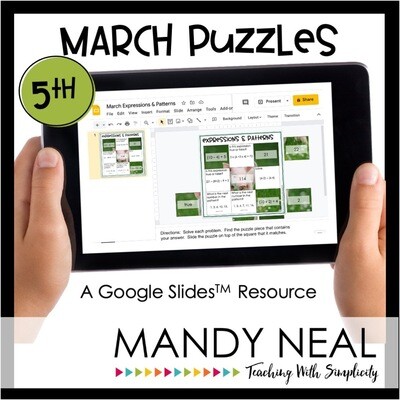 5th Grade March Digital Math Puzzles