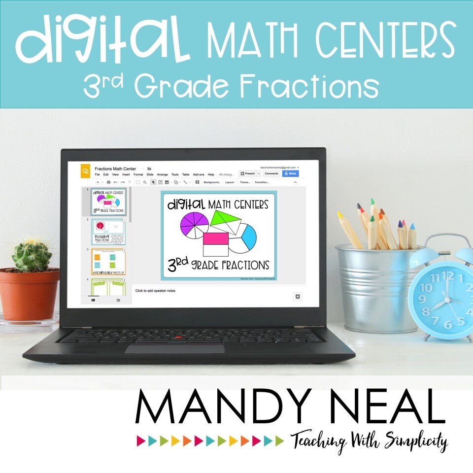 Third Grade Digital Math Centers Fractions
