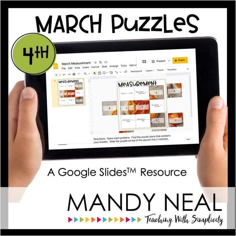 4th Grade March Digital Math Puzzles