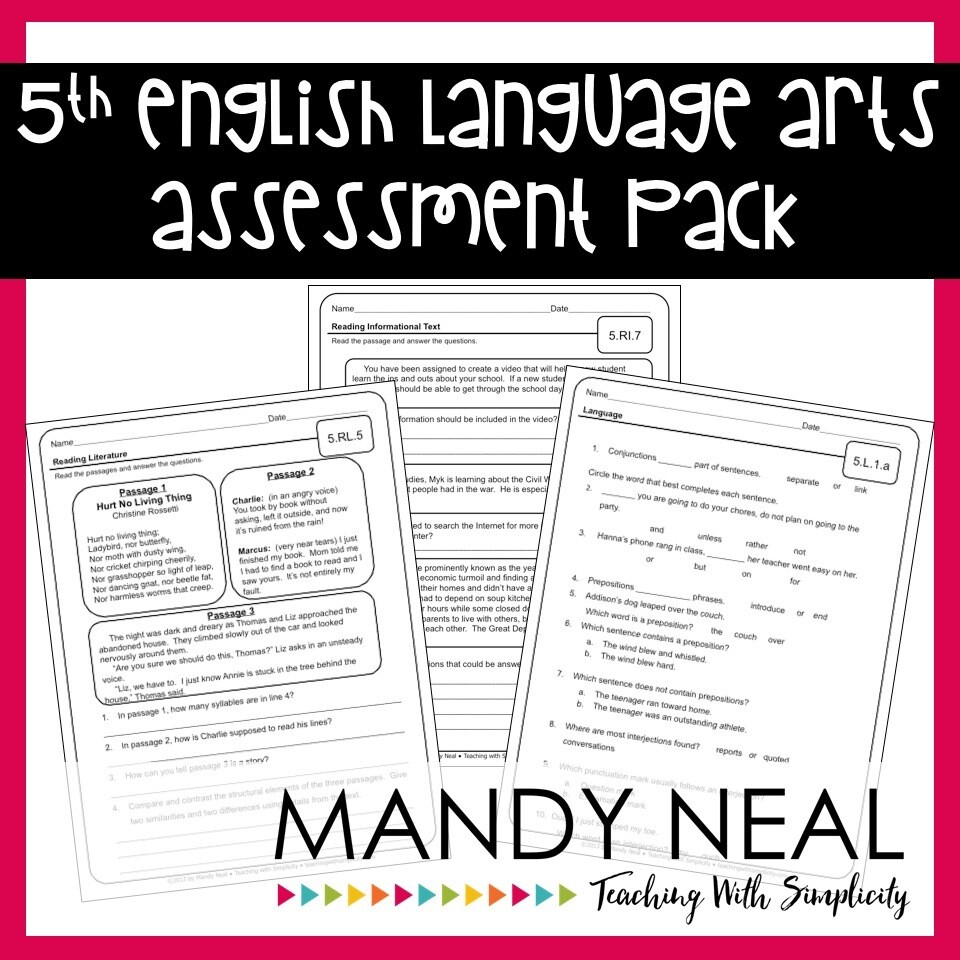 Common Core Assessment Pack-ELA Grade 5