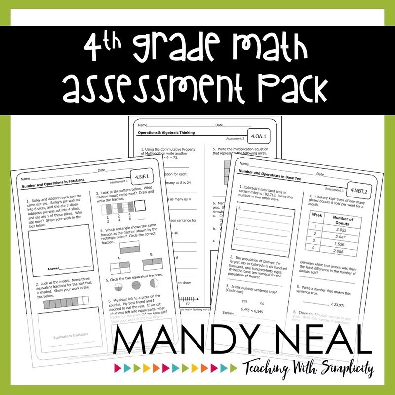 Common Core Assessment Pack-Math Grade 4
