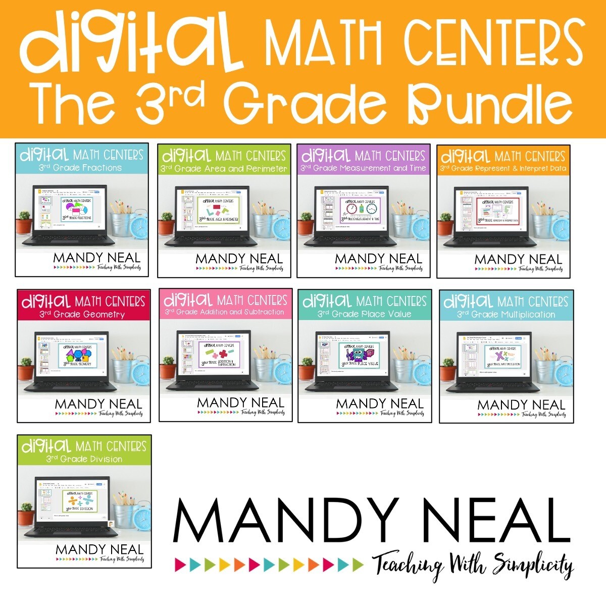 Third Grade Digital Math Centers Bundle