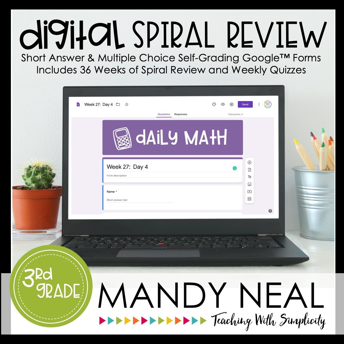 5th Grade Digital Daily Math Spiral Review