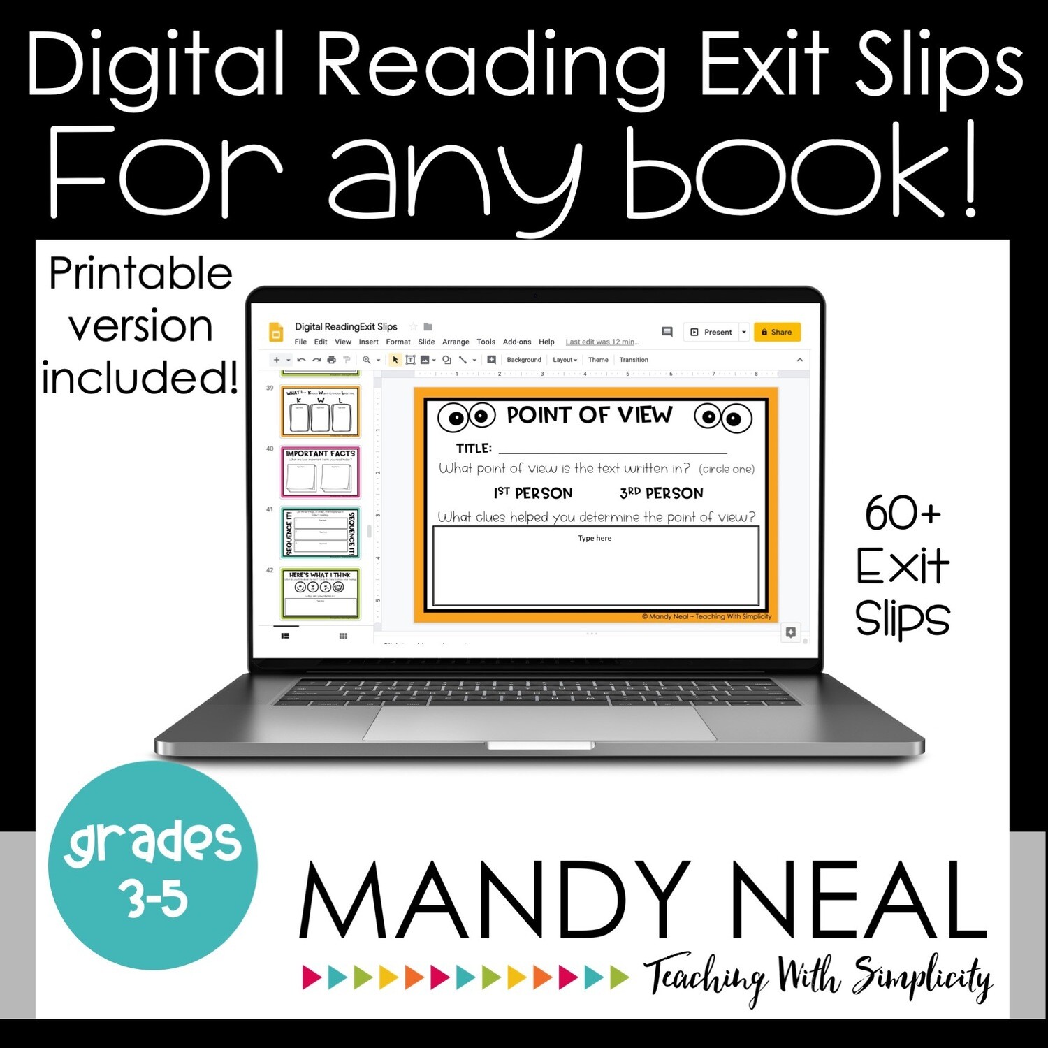 Digital and Printable Reading Exit Slip | Exit Tickets