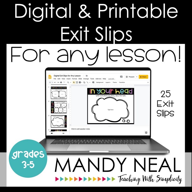 Digital &amp; Printable Exit Slips  | Exit Tickets