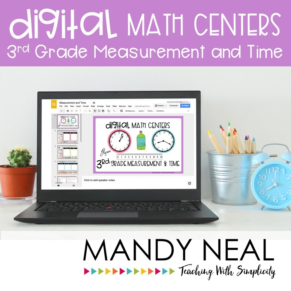 Third Grade Digital Math Centers Measurement and Time