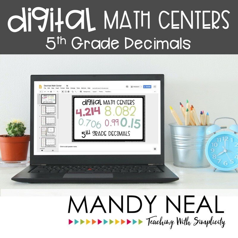 Fifth Grade Digital Math Centers Decimals