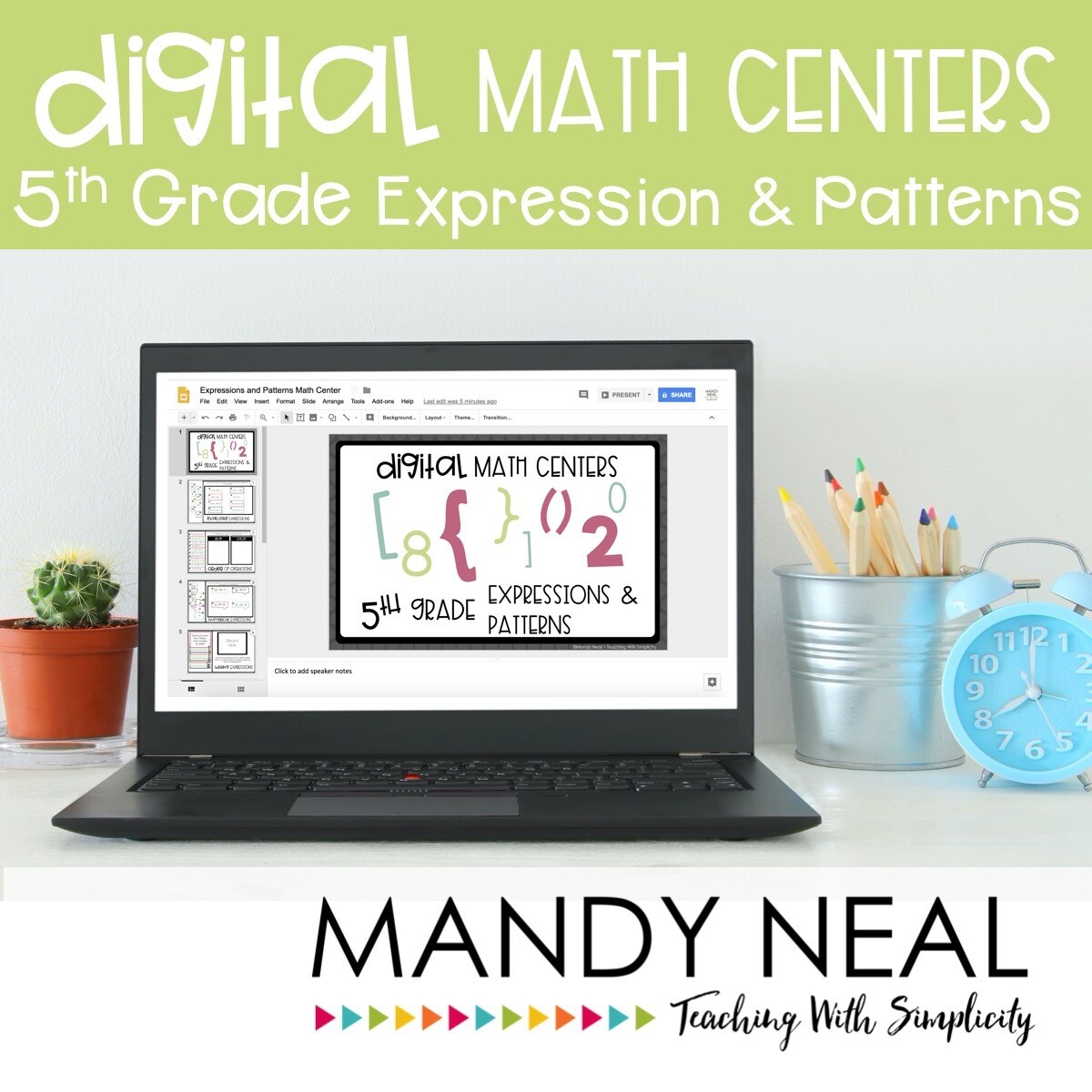 Fifth Grade Digital Math Centers Expressions & Patterns