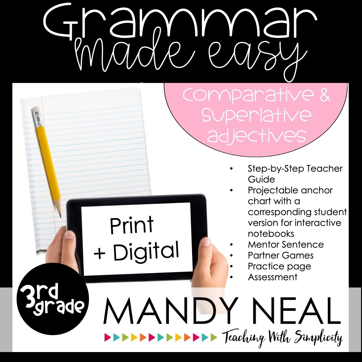 Print + Digital Third Grade Grammar Activities (Adjectives that Compare)