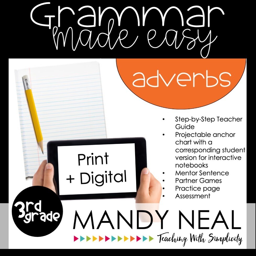 Print + Digital Third Grade Grammar Activities (Adverbs)