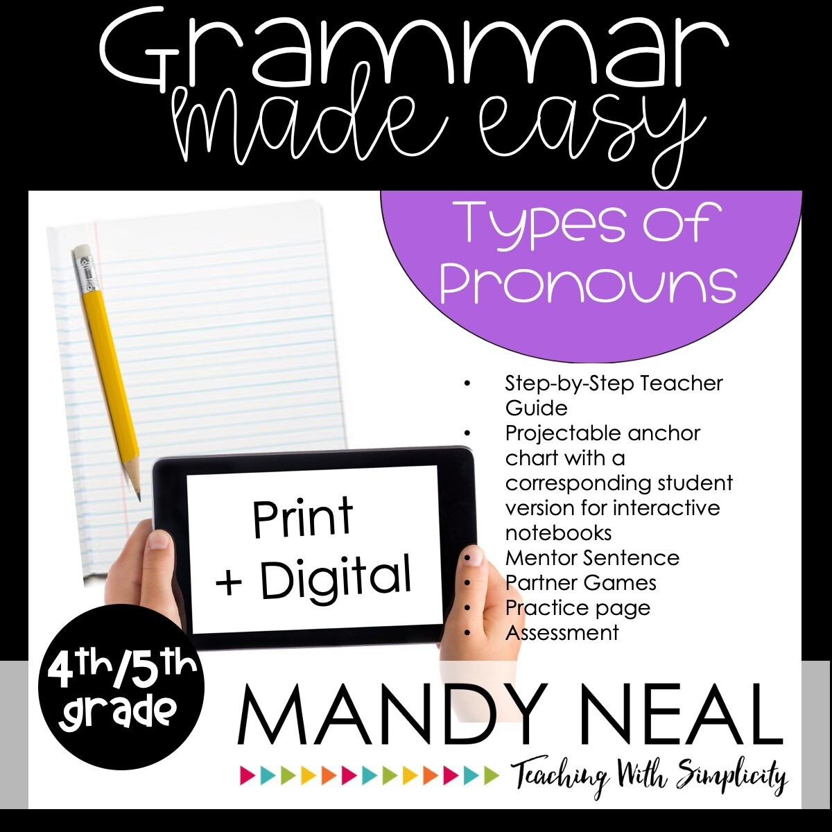 Print + Digital Fourth and Fifth Grade Grammar Activities (Types of Pronouns)