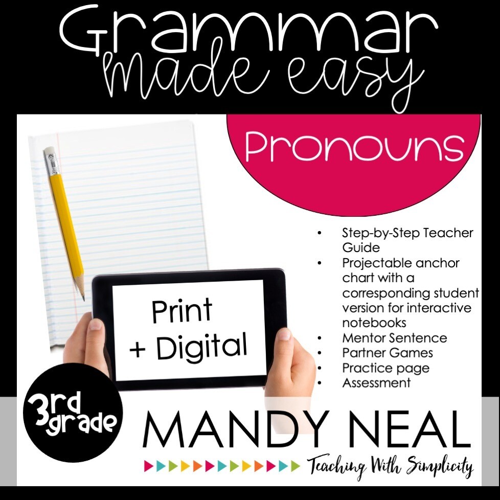 Print + Digital Third Grade Grammar Activities (Pronouns)