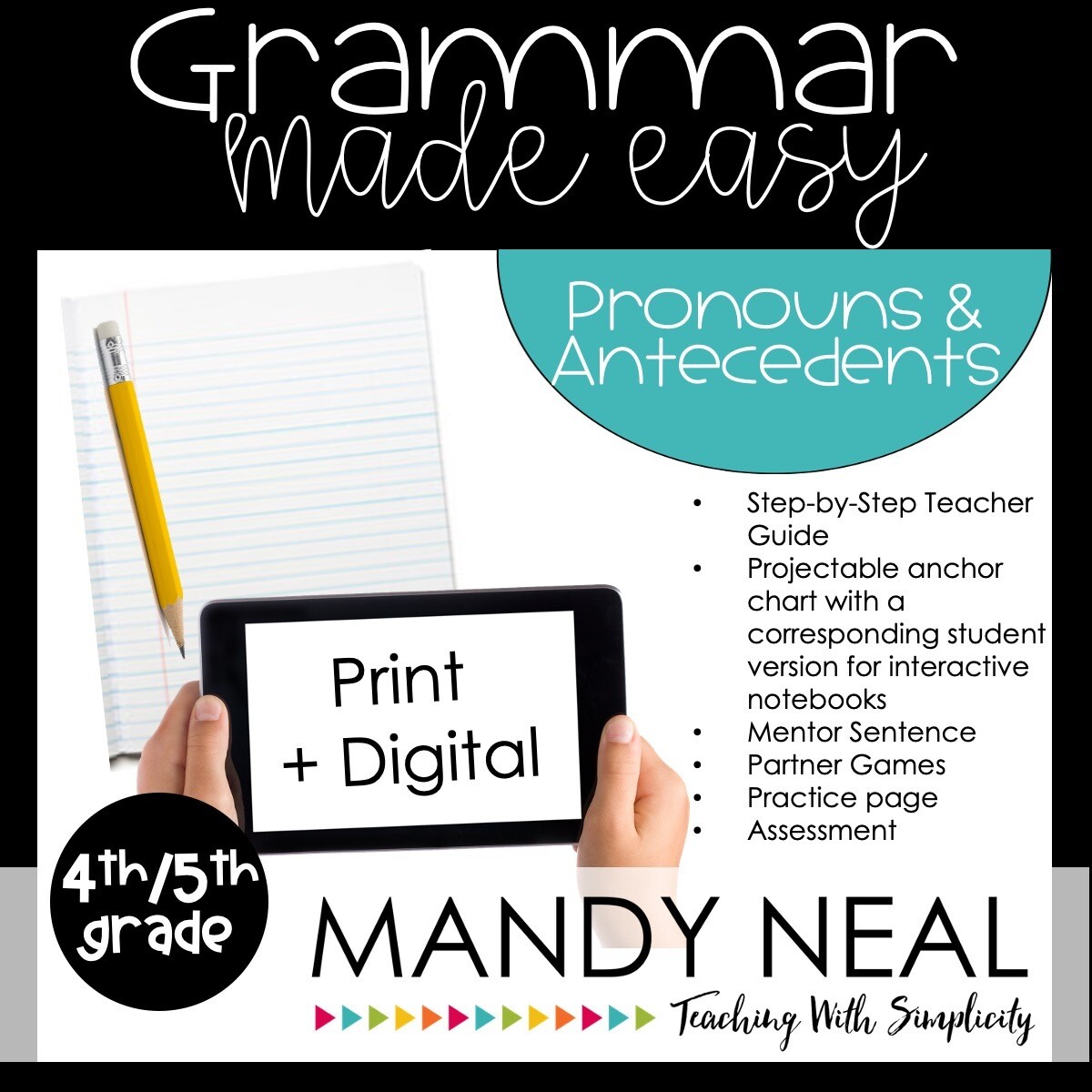 Print + Digital Fourth and Fifth Grade Grammar Activities (Pronouns and Antecedents)