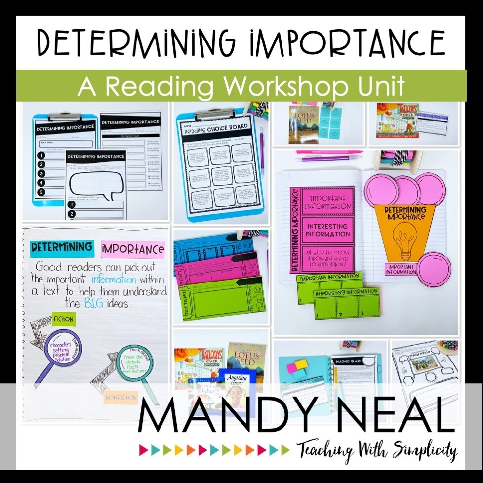 Determining Importance Reading Workshop Unit (Printable)