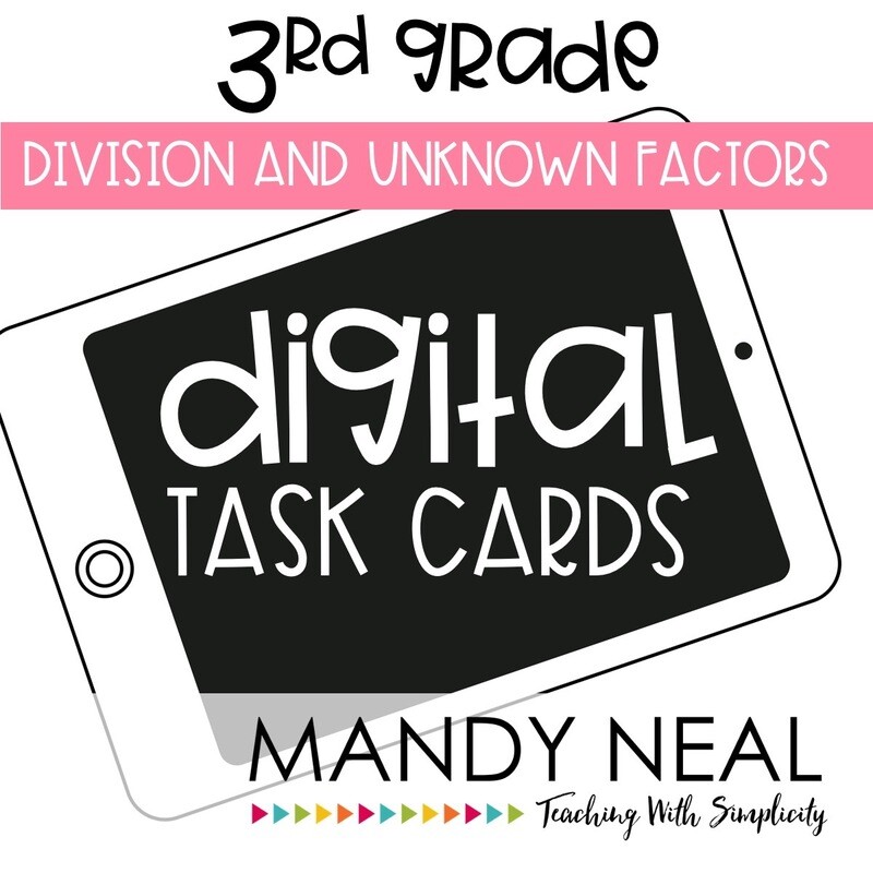 Third Grade Digital Math Task Cards ~ Division and Unknown Factors