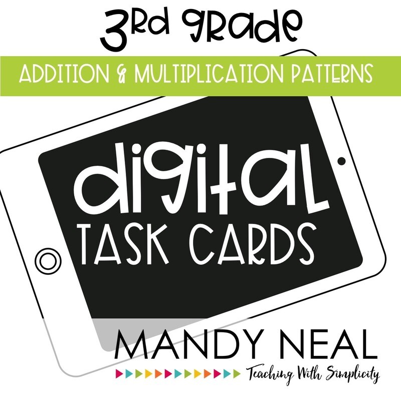 Third Grade Digital Math Task Cards ~ Addition and Multiplication Patterns