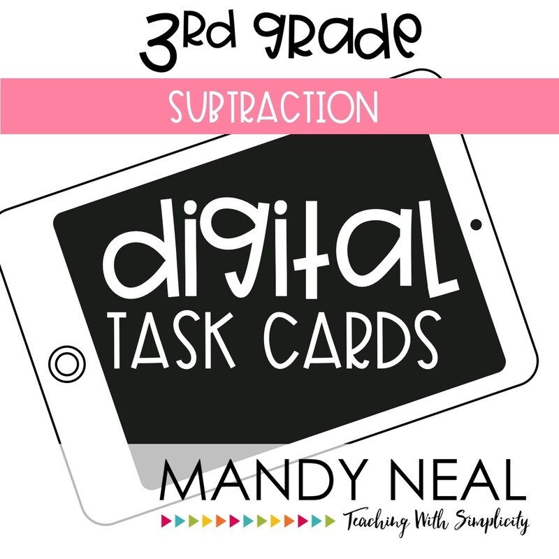 Third Grade Digital Math Task Cards ~ Subtraction