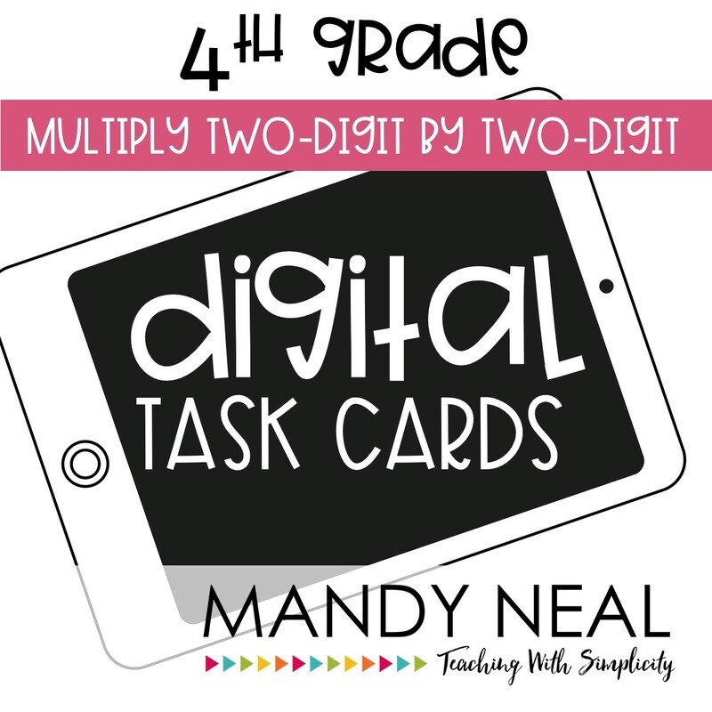 Fourth Grade Digital Math Task Cards ~ Multiply Two-Digits by Two-Digits