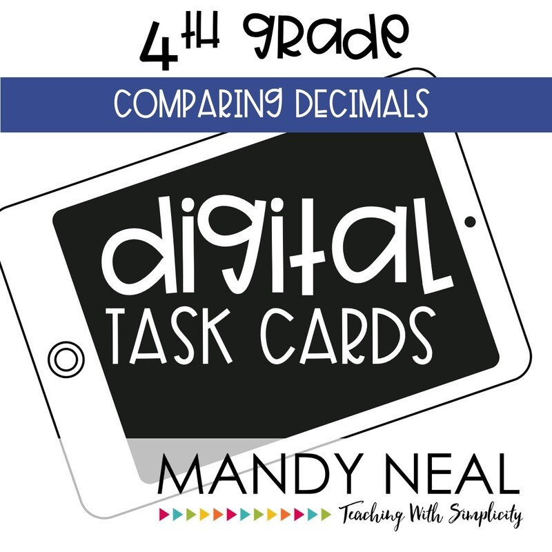 Fourth Grade Digital Math Task Cards ~ Compare Decimals