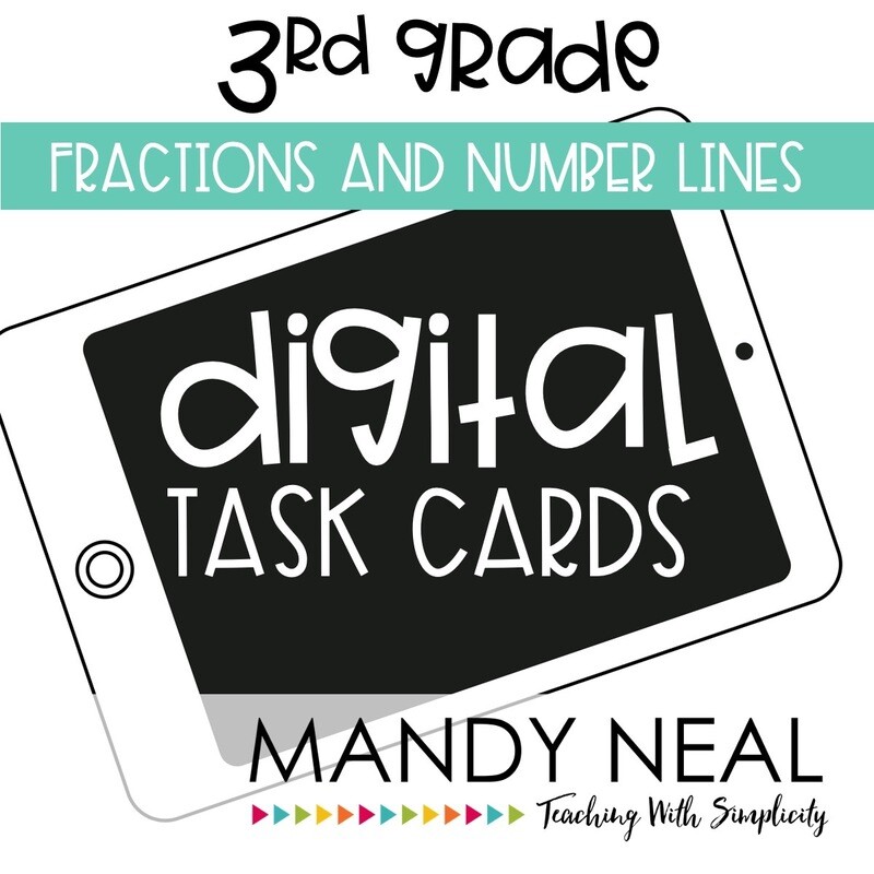 Third Grade Digital Math Task Cards ~ Fractions &amp; Number Lines