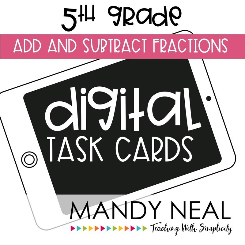Fifth Grade Digital Math Task Cards ~ Add &amp; Subtract Fraction