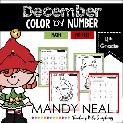 December Color By Number for 4th Grade Math