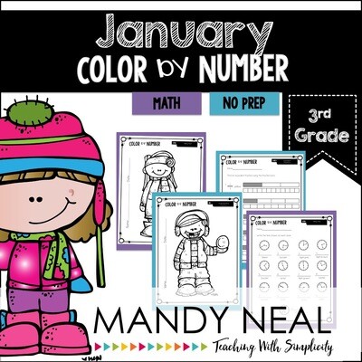 January Color By Number for 3rd Grade Math