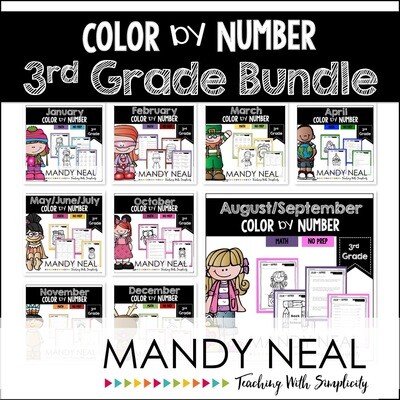 3rd Grade Color By Number Math Bundle