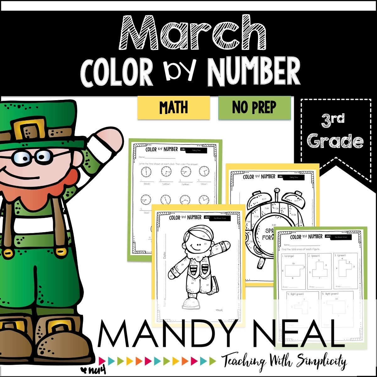 March Color By Number for 3rd Grade Math