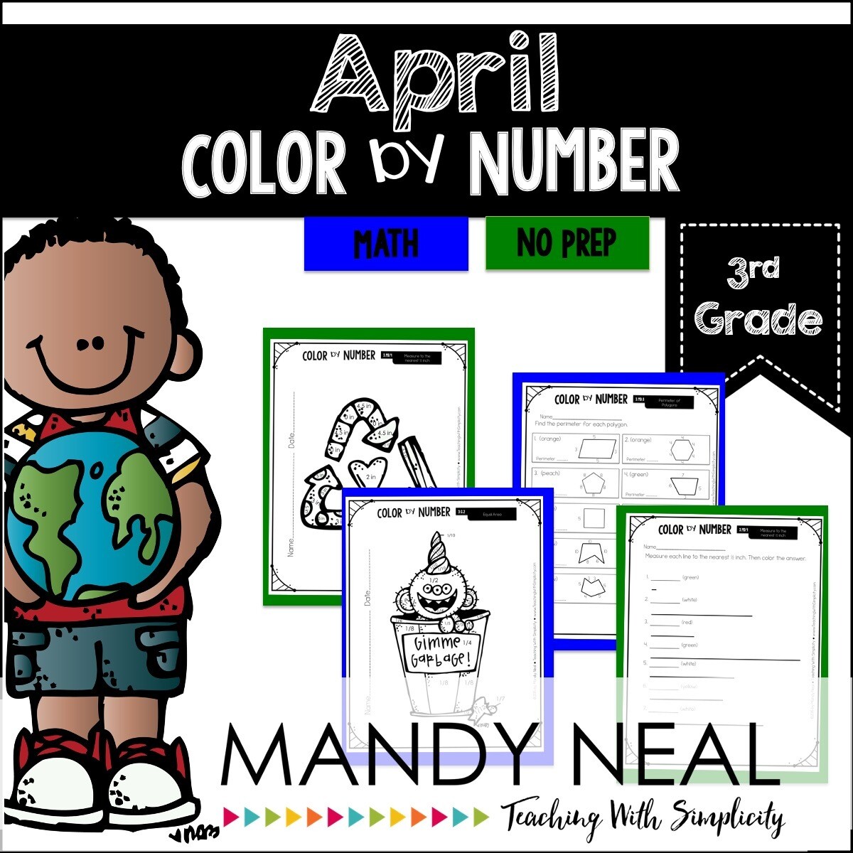 April Color By Number for 3rd Grade Math